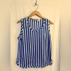 Vintage 80’s Chic, Blue and White Striped Women's Top